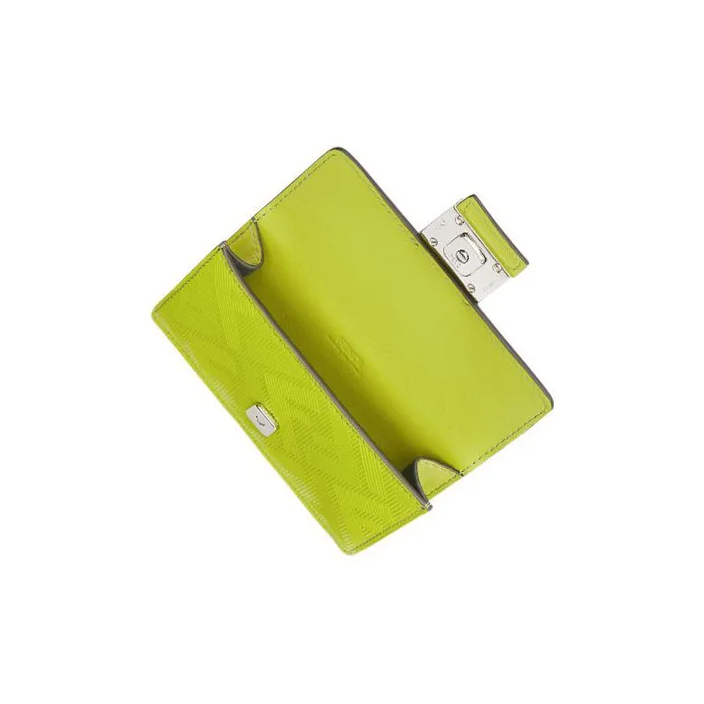FENDI Calfskin Coin Purses Card Holders Men's Sprout Green-4