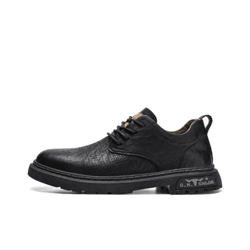 G.N.SHIJIA Men's Casual Shoes Men Low Top Black/Khaki