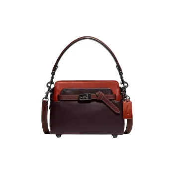 COACH Tate Leather Handbag Shoulder Bag Crossbody Bag Small Size Women's Red & Dark Brown