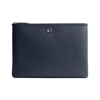 COACH Pouch Cow Leather Mahjong Set Clutches Large Size Women's Navy
