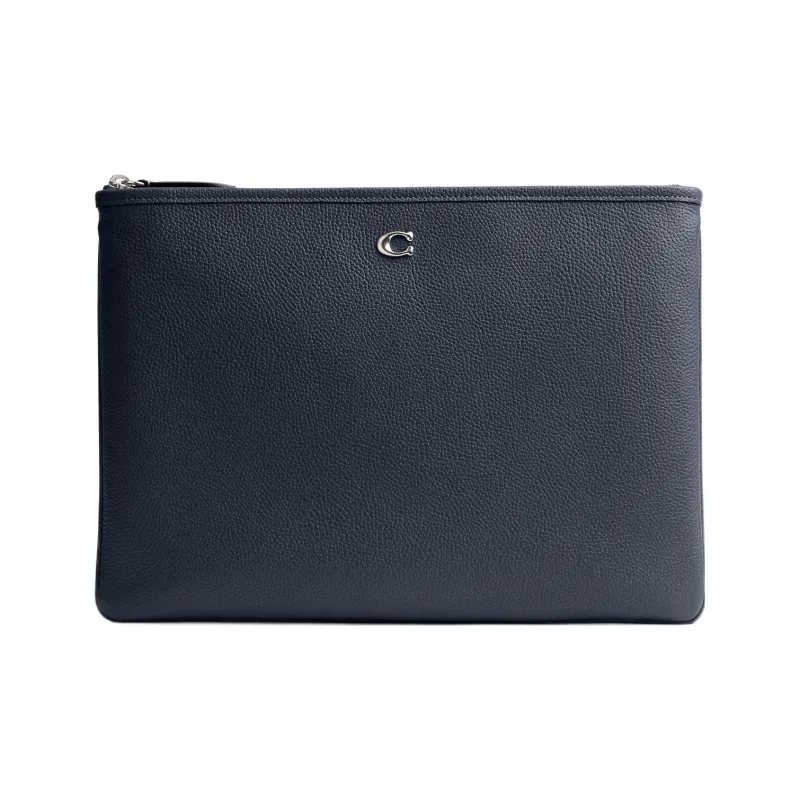 COACH Pouch Cow Leather Mahjong Set Clutches Large Size Women's Navy-0