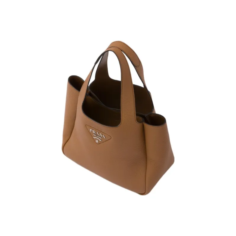 PRADA Leather Basket Bag Tote Bag Shopping Bag Handbag Women's Caramel-2
