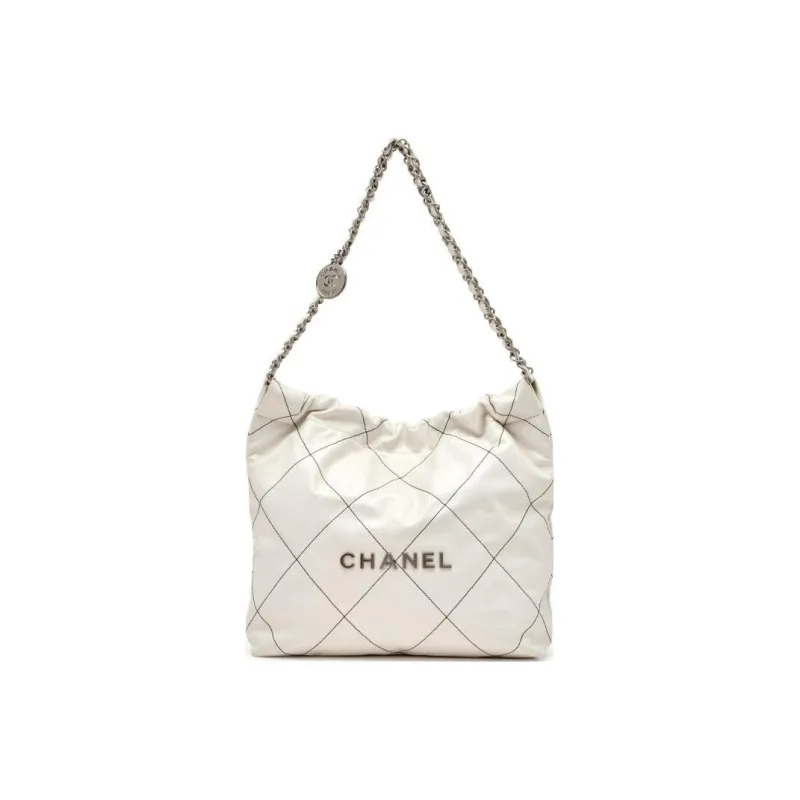 CHANEL 23C Spring 22 Bag Calfskin Tote Bag, Shopping Bag, Handbag, Shoulder Bag Women's White-1