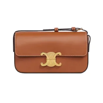 CELINE Triomphe Arc De Triomphe Matte Cow Leather Shoulder Bag, Portable Crossbody Bag Women's