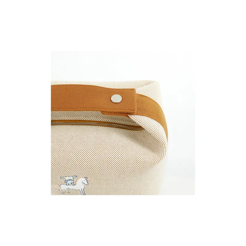 HERMES Bride-a-Brac Canvas Cotton Canvas Bag Lunch Boxes With Storage Unisex Orange-5