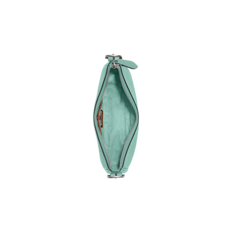 COACH Luna Pebbled Leather Half Moon Shoulder Bag Women's Cyan-2