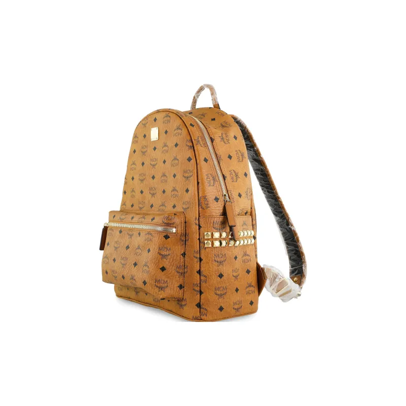 MCM Stark Backpack Visetos Side Studs Medium Cognac-1