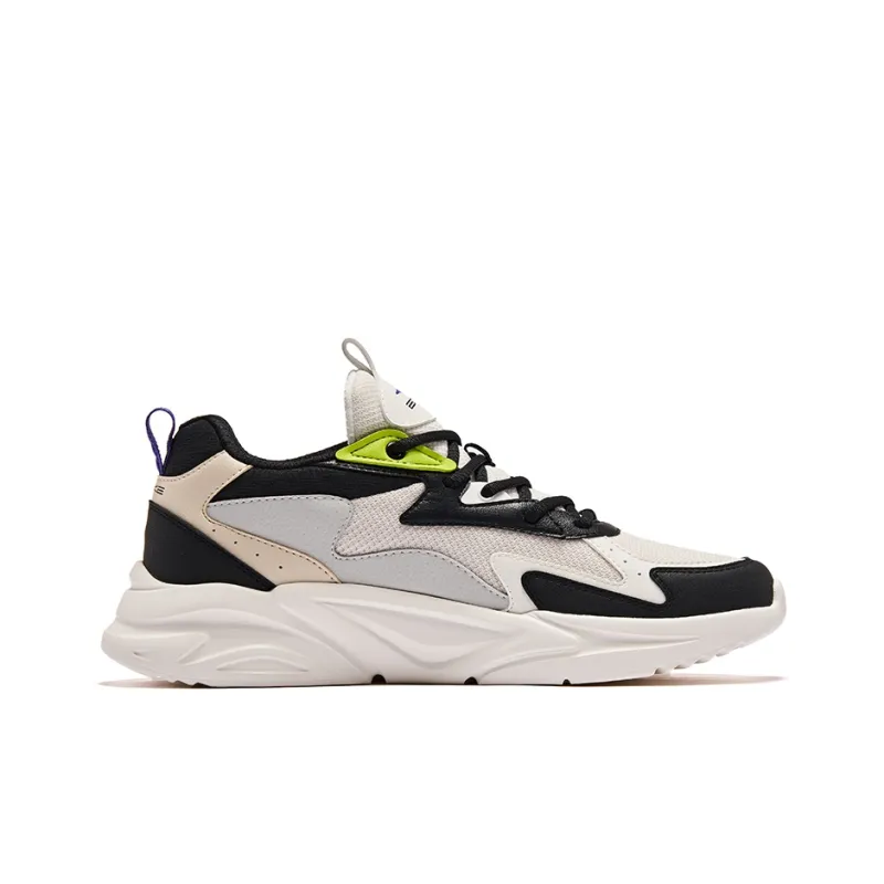 Erke Streams Cushioned Wear Resistant Height Increasing Low Top Casual Running Shoes Men's Jet Black Microcrystal White-1