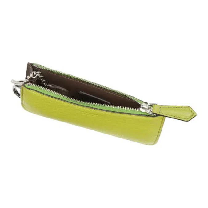 FENDI Peekaboo Cow Leather Card Holder Key Pouch Coin Purse Women's Sprout Green-4