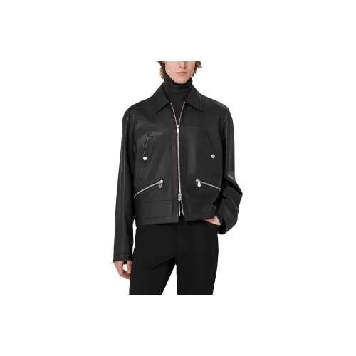 HERMES Leather Jackets Men Black