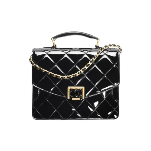 CHANEL Patent Leather Handbag, Shoulder Bag, Crossbody Bag Women's Black