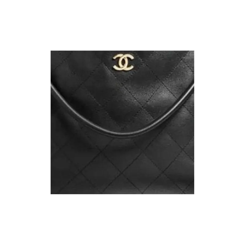 CHANEL Calfskin With Gold Tone Metal Handbag, Shoulder Bag Tubas Women's Black-1