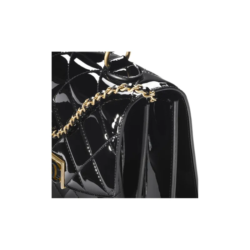 CHANEL Patent Leather Handbag, Shoulder Bag, Crossbody Bag Women's Black-3