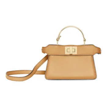 FENDI Peekaboo Nappa Leather Shoulder Bag, Crossbody Bag, Handbag Mini Women's Light Brown