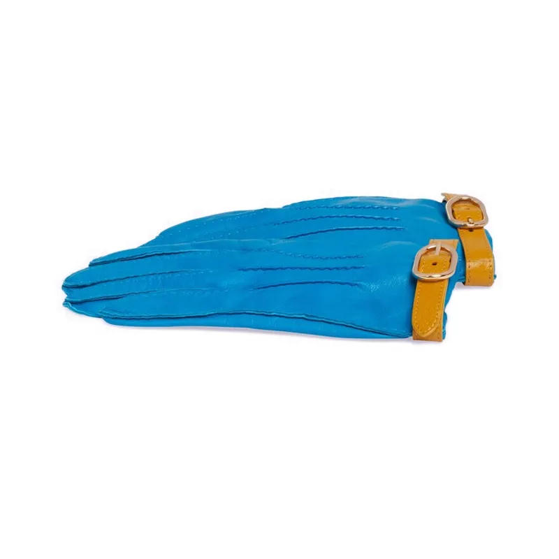 GUCCI Leather Gloves Women's Blue-1