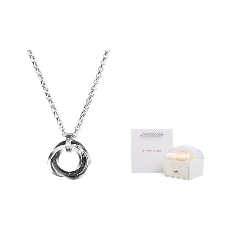 JUICY GRAPE Individual Three Loop Minimalist Style Versatile Collarbone Chain Necklaces Men's-9