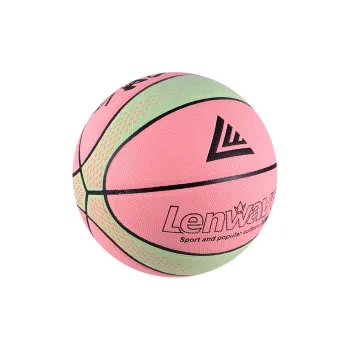LENWAVE PU Basketball Sage Green With Pink And Multicolor Size 7 Glow In The Dark Unisex