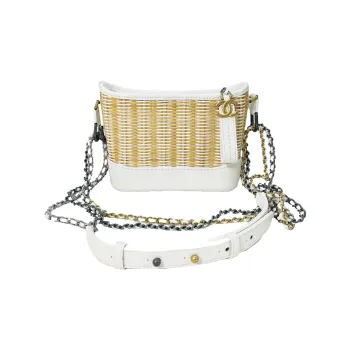 CHANEL Gabrielle Calfskin Crossbody Handbag Shoulder Bag Small Size Women's White