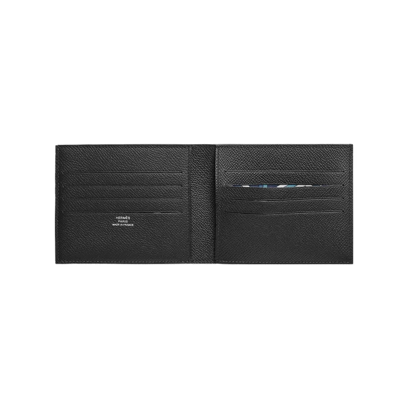 HERMES Citizen Twill Epsom Calfskin Wallet Men's Black/Midnight Blue/Sangyoubale Blue-1