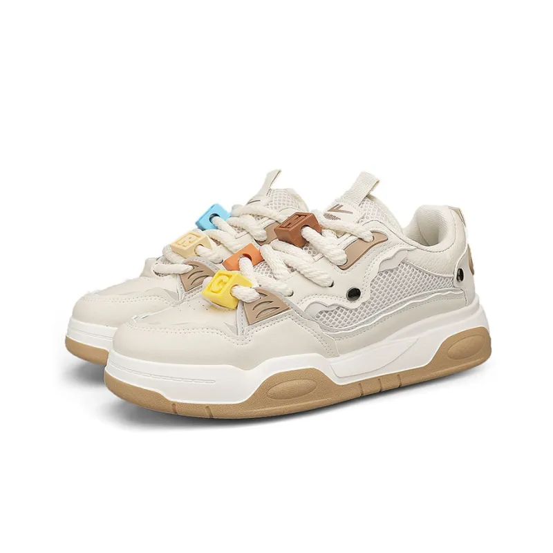 Warrior Candy Cube Series Puffy Shoes Lightweight, Breathable, And Abrasion Resistant Low Top Casual Shoes Unisex Beige-2