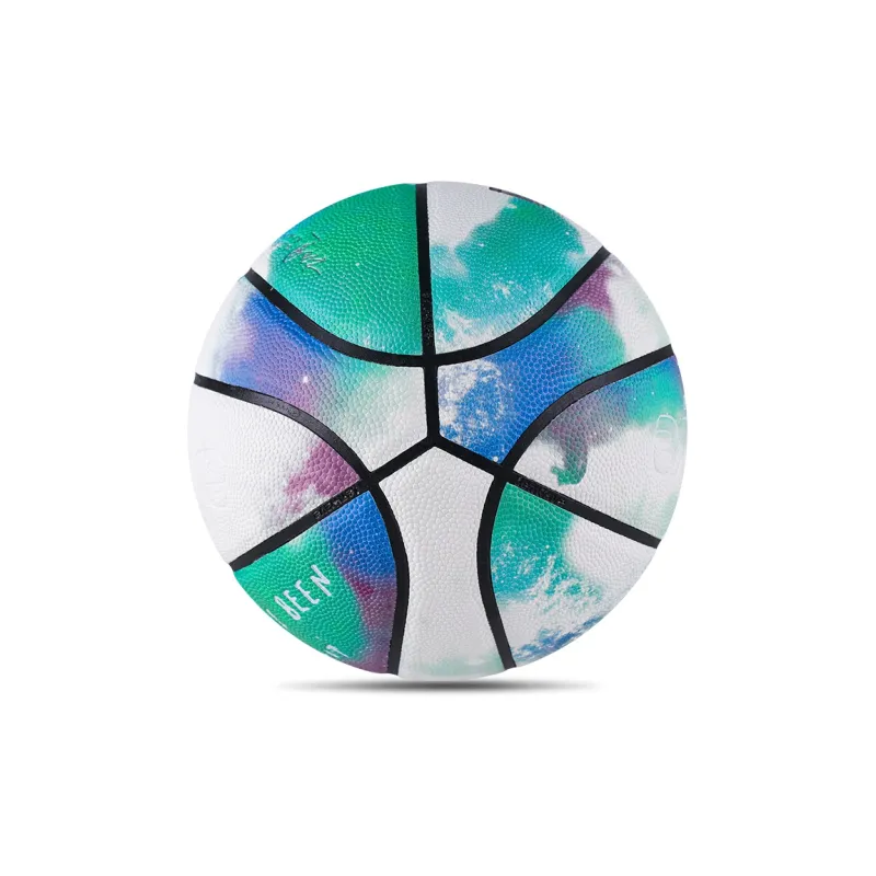 LENWAVE PU Basketball Tie Dye White Green Size 7 Glow In The Dark Unisex-5