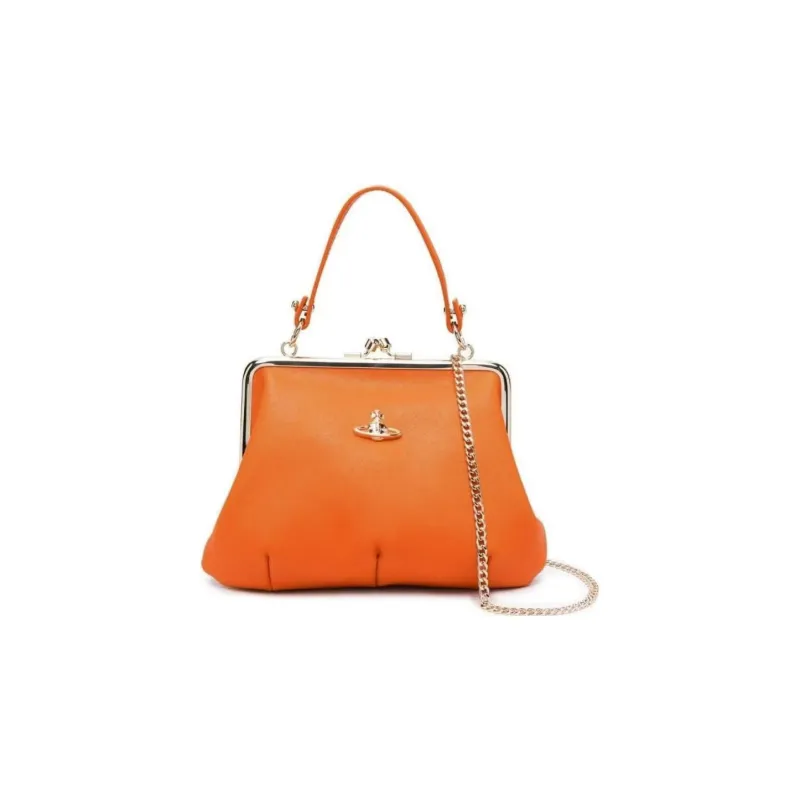 Vivienne Westwood Cow Leather Dumpling Bag, Handbag, Shoulder Bag, Crossbody Bag Regular Women's Orange-1