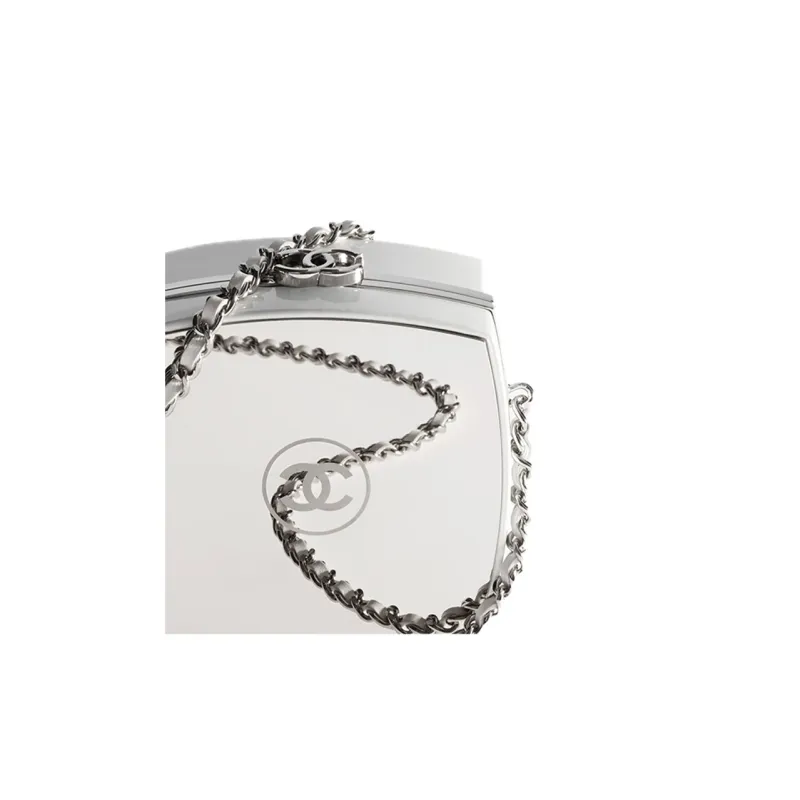 CHANEL 21K Winter Sheepskin One Shoulder Handbag, Crossbody Bag Tubas Women's White-3