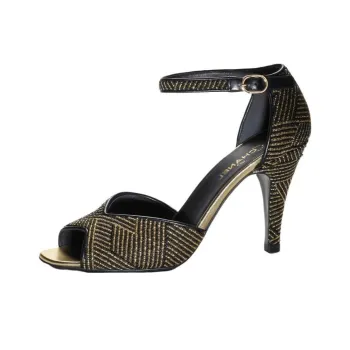 CHANEL One Strap Sandals 9.5cm Women's Black Gold