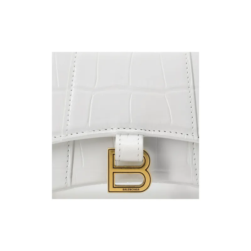 Balenciaga Hourglass Cow Leather Hourglass Bag, Shoulder Bag, Crossbody Bag, Handbag Mini Women's White-4