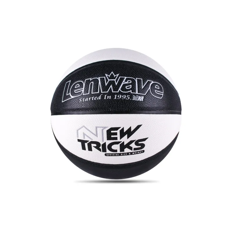 LENWAVE PU Basketball Black White Size 6 Training Match Unisex-1