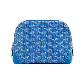 GOYARD Vendôme Canvas With Calfskin Dog's Teeth Makeup Bag Women's Blue