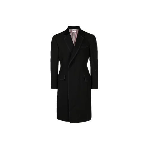 THOM BROWNE Long Grosgrain Ribbon-trim Coat