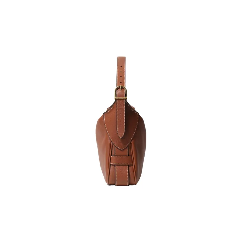 CELINE Romy Collection Soft Calfskin Shoulder Bag Handbag Medium Size Women's Tawny-3