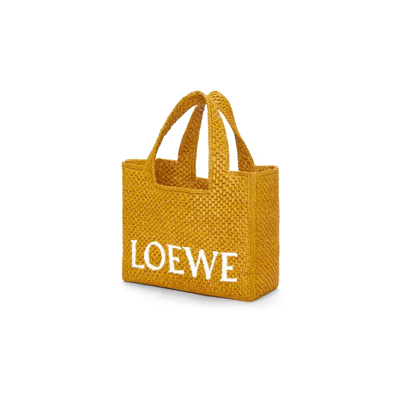 LOEWE Raffia Fiber Tote Bag Shopping Bag Handbag Small Size Women's Ochre-2