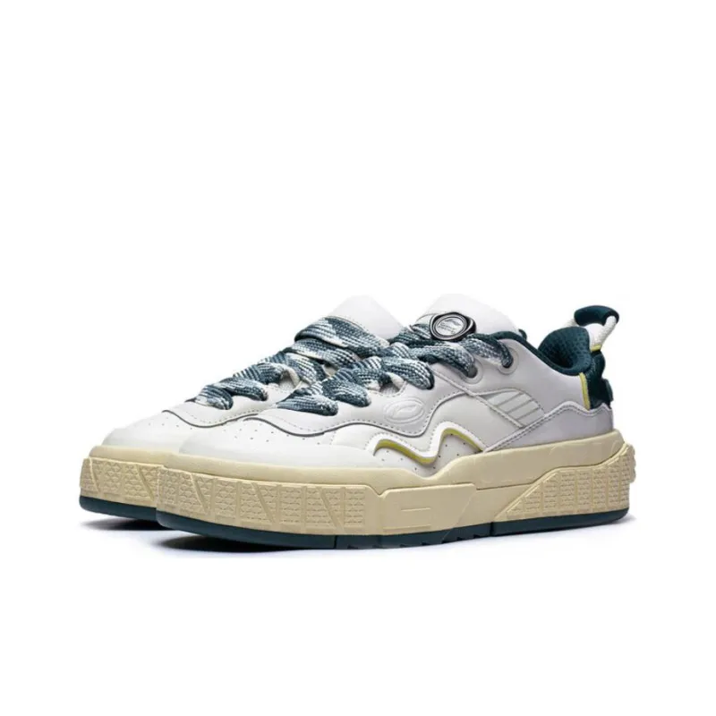 LiNing 001 UNBLOCK Unblock Slip Resistant Low Top Skateboard Shoes Men's White Green-2