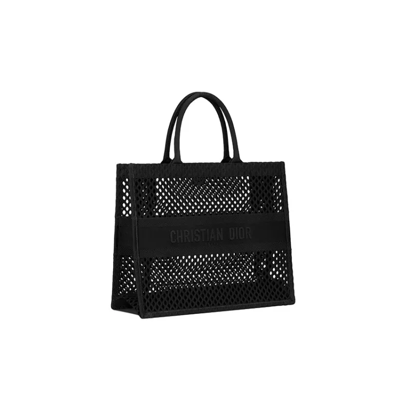 DIOR BookTote Cotton Tote Bag Shopping Bag Shoulder Bag Handbag Large Size Women's Black-1