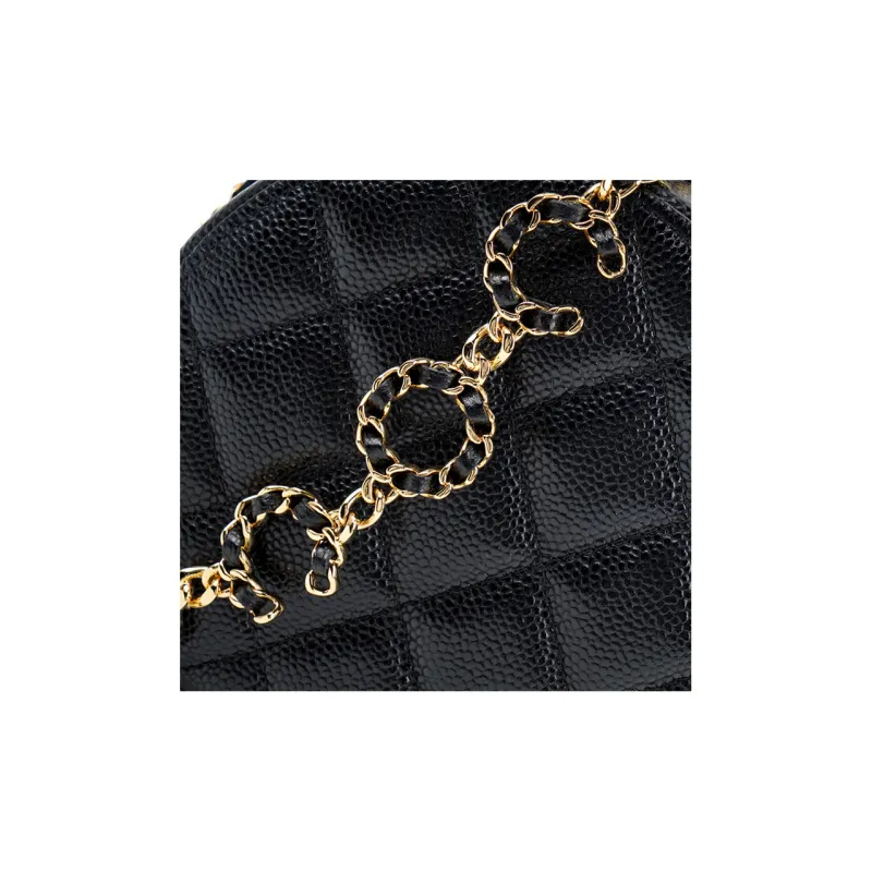 CHANEL Leather With Caviar Cow Leather Small Round Bag, Chain Bag, Shoulder Bag, Crossbody Bag Women's Black-4