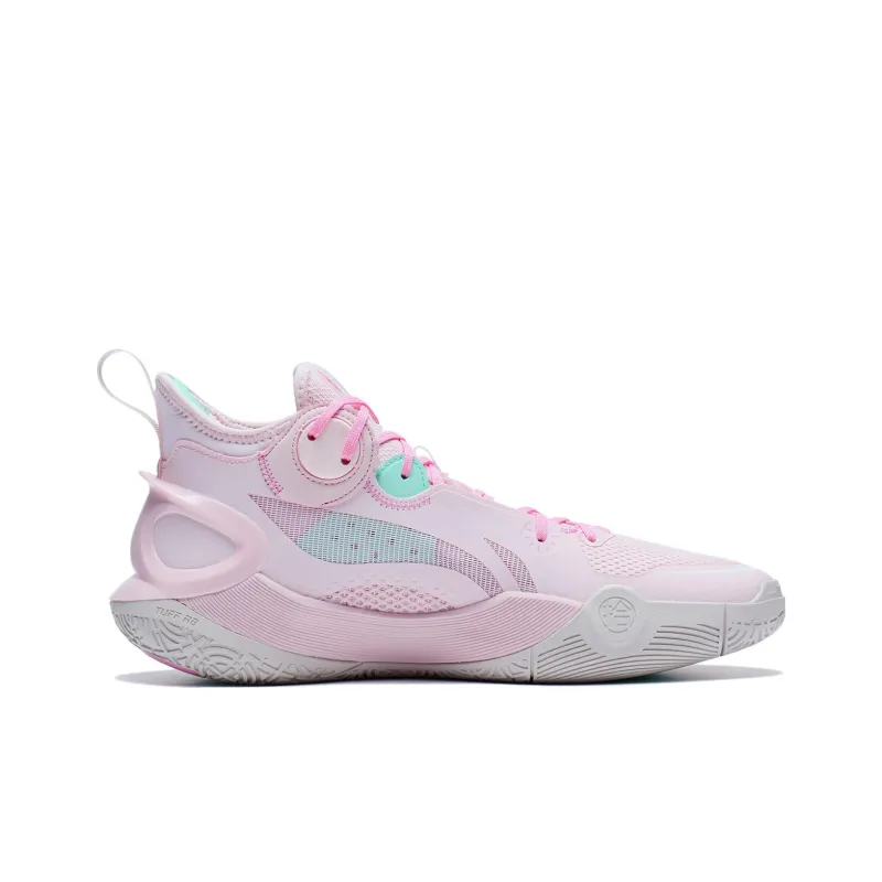 LiNing SONIC 10 Shock Absorbers With Slip Resistant Features Mid Top Basketball Shoes Unisex Primrose Pink-1