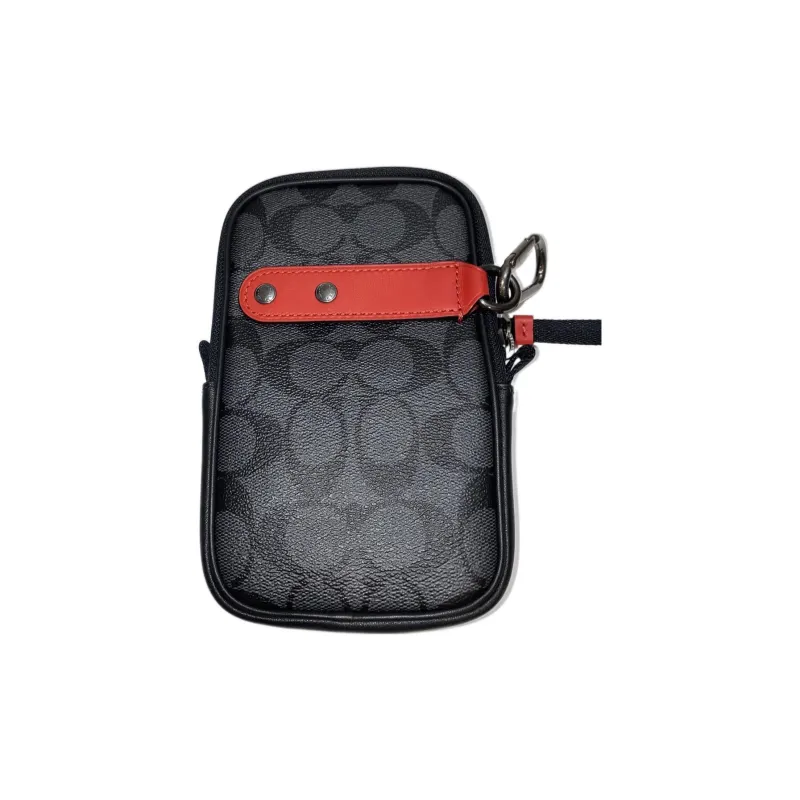 COACH Hybrid Canvas With Leather Wallets Coin Purses Small Size Men's Red & Black-3