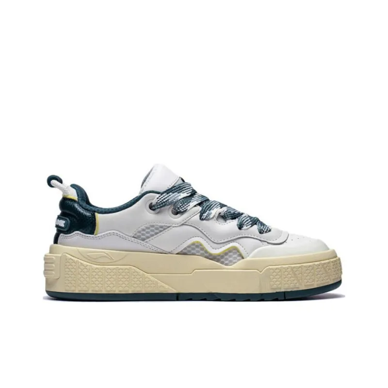 LiNing 001 UNBLOCK Unblock Slip Resistant Low Top Skateboard Shoes Men's White Green-1