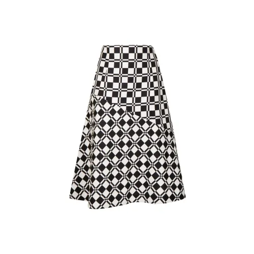 JIL SANDER Casual Long Skirts Women's Black/White Plaid