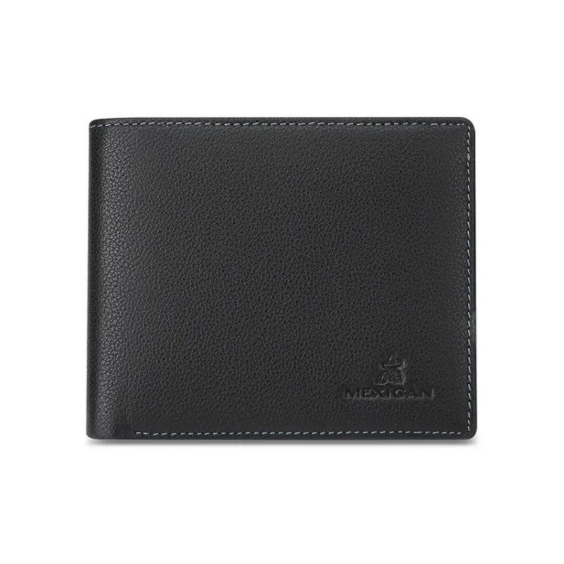 MEXICAN Nappa Texture Genuine Leather Wallet Men's Black-1
