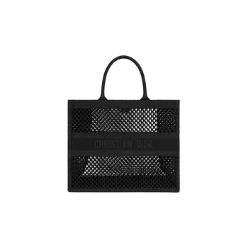 DIOR BookTote Cotton Tote Bag Shopping Bag Shoulder Bag Handbag Large Size Women's Black