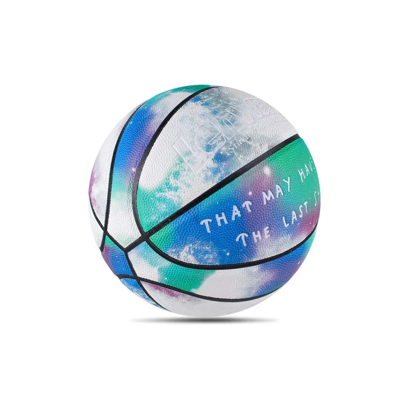 LENWAVE PU Basketball Tie Dye White Green Size 7 Glow In The Dark Unisex-2