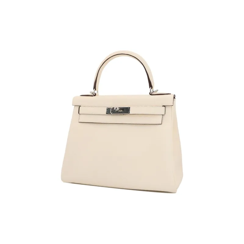 HERMES Kelly Taurillon Clemence Leather Kelly Bag Shoulder Bag Crossbody Bag Handbag Women's I2 Nata Cream White-1