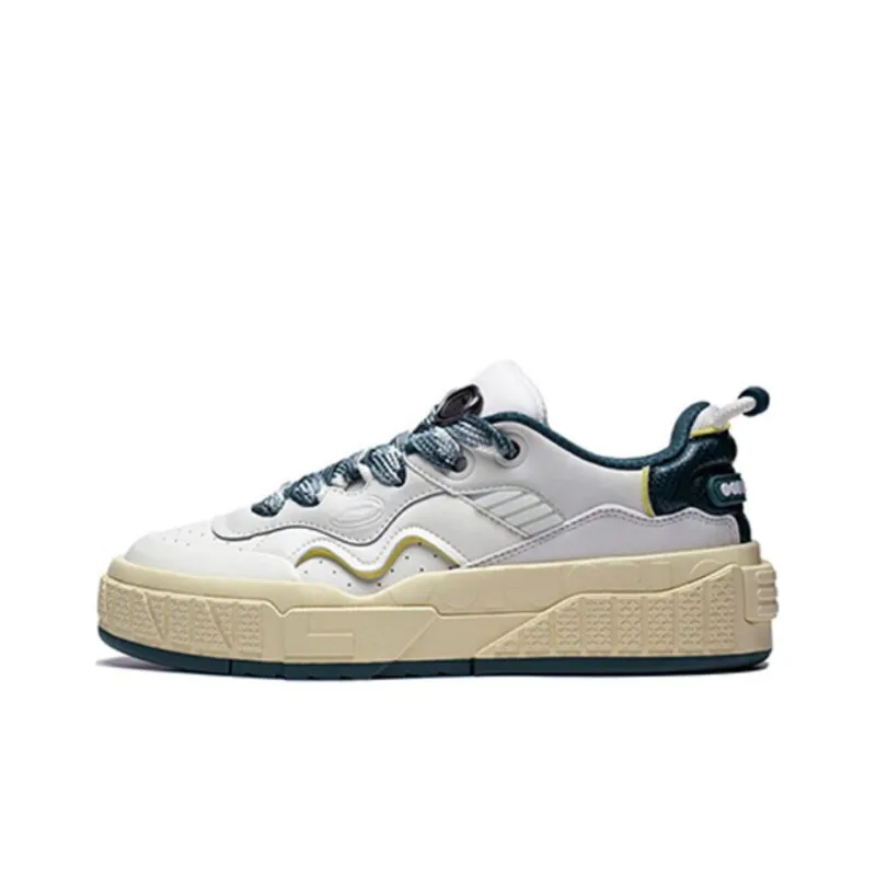 LiNing 001 UNBLOCK Unblock Slip Resistant Low Top Skateboard Shoes Men's White Green-0
