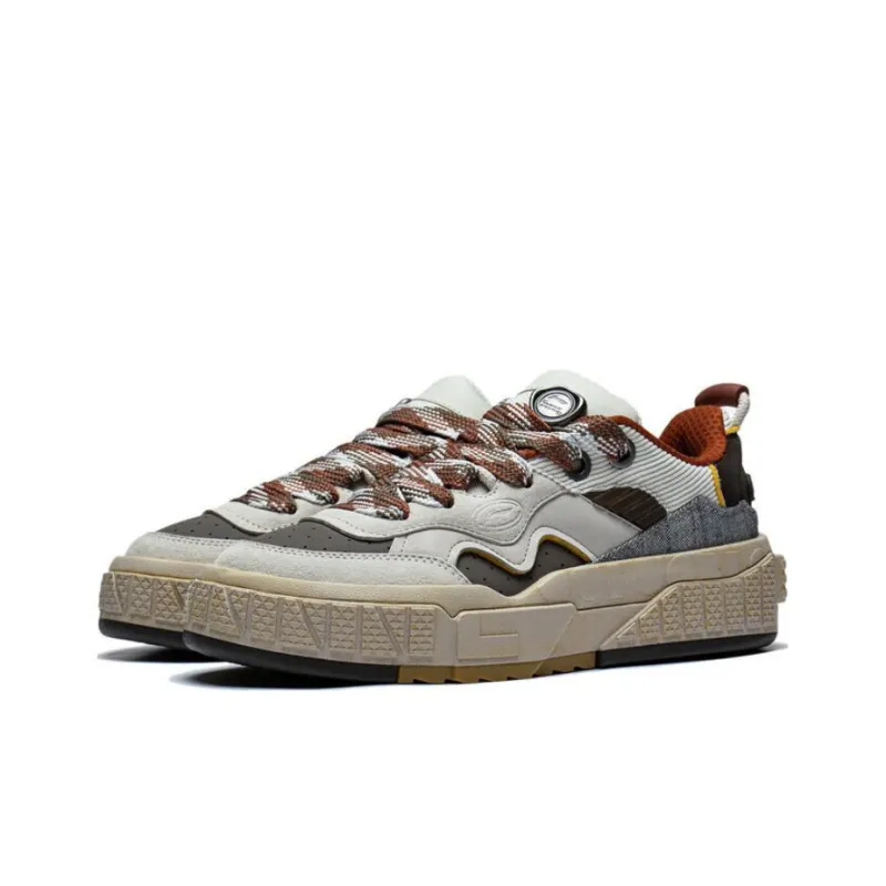 LiNing 001 UNBLOCK UNBLOCK Anti Slip Wear Resistant Low Top Skateboard Shoes Men's Taupe-2