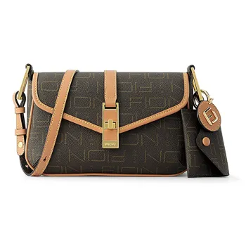 FION Canvas Bag Fashion Small Square Bag Niche Premium Combo Bag University Student Backpack Shoulder Bag Women's Brown