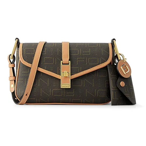 FION Canvas Bag Fashion Small Square Bag Niche Premium Combo Bag University Student Backpack Shoulder Bag Women's Brown