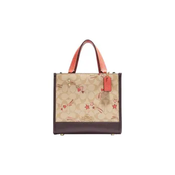 COACH Dempsey PVC Tote Bag Shopping Bag Crossbody Bag Shoulder Bag Handbag Small Size Women's Dark Brown & Khaki